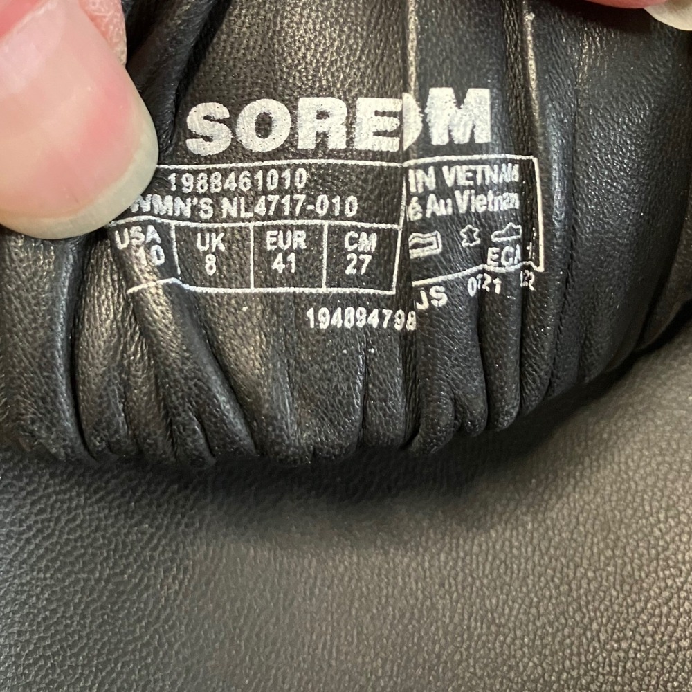 SOREL Roaming Ruched Slide Sandals Size 10 Leather Double Strap Vacation Black - Picture 7 of 11